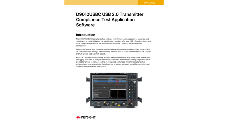 D9010USBC USB 2.0 Transmitter Compliance Test Application Software